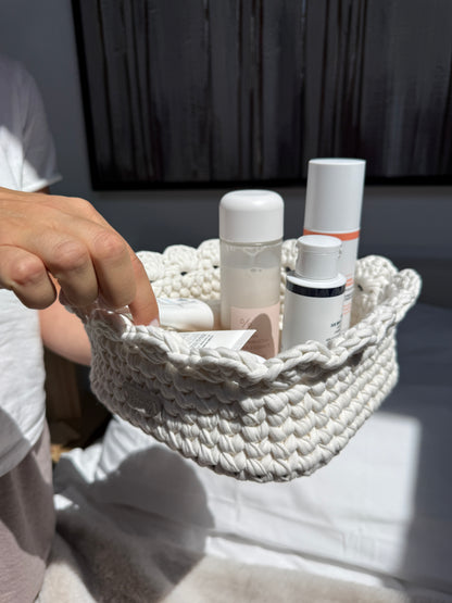 Petal Basket — Milk | Soft-Edge Decorative Storage by Cotton Family Design