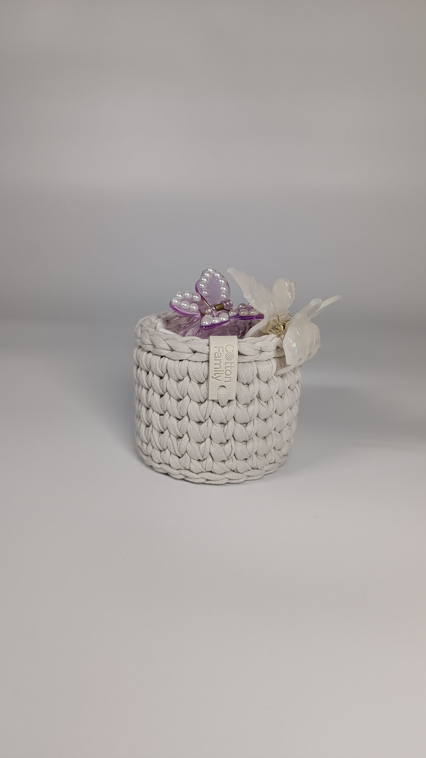CLASSIC Set — Stone | Handmade Round Crochet Storage Baskets (Set of 3)