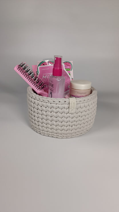 CLASSIC Set — Stone | Handmade Round Crochet Storage Baskets (Set of 3)