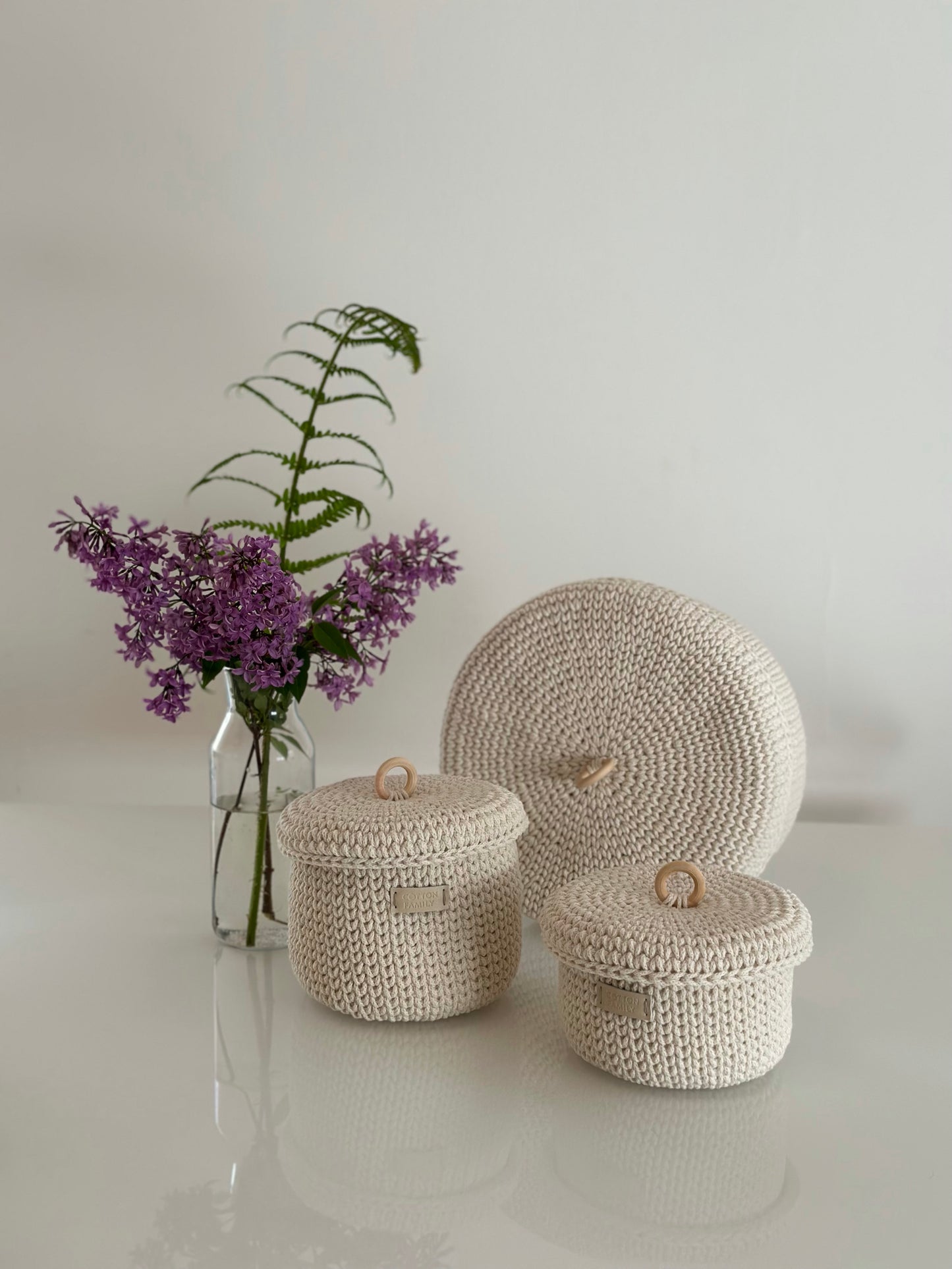 "RING" Set of 3 Round Organizer Lidded Baskets