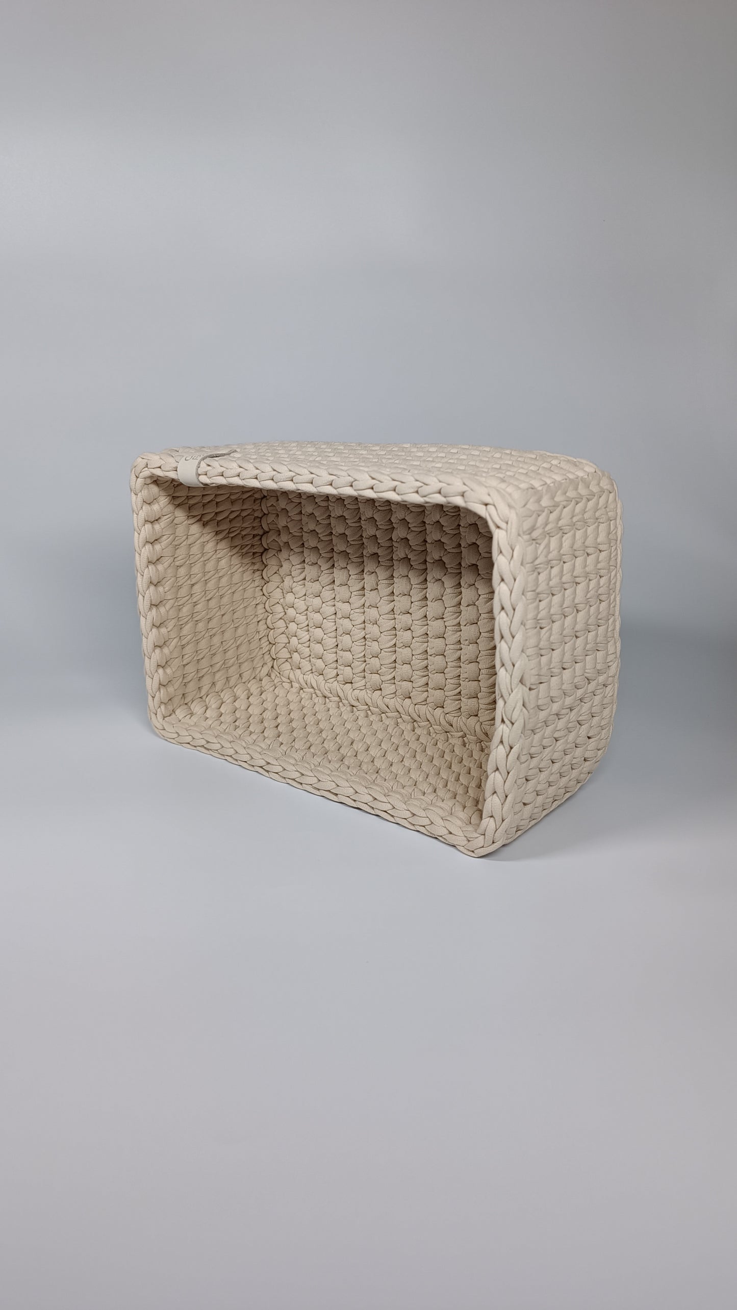 RECTO Basket — Beige Powder | Handmade Crochet Organizer with Knitted Bottom