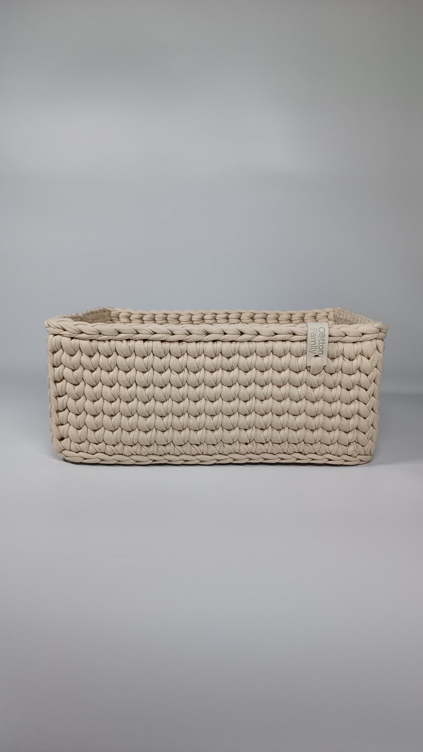 RECTO Basket — Beige Powder | Handmade Crochet Organizer with Knitted Bottom
