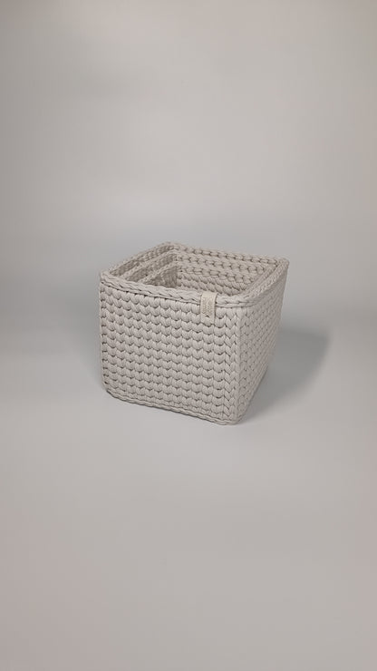 CUBE Set — Stone | Handmade Crochet Storage Baskets (Set of 3)