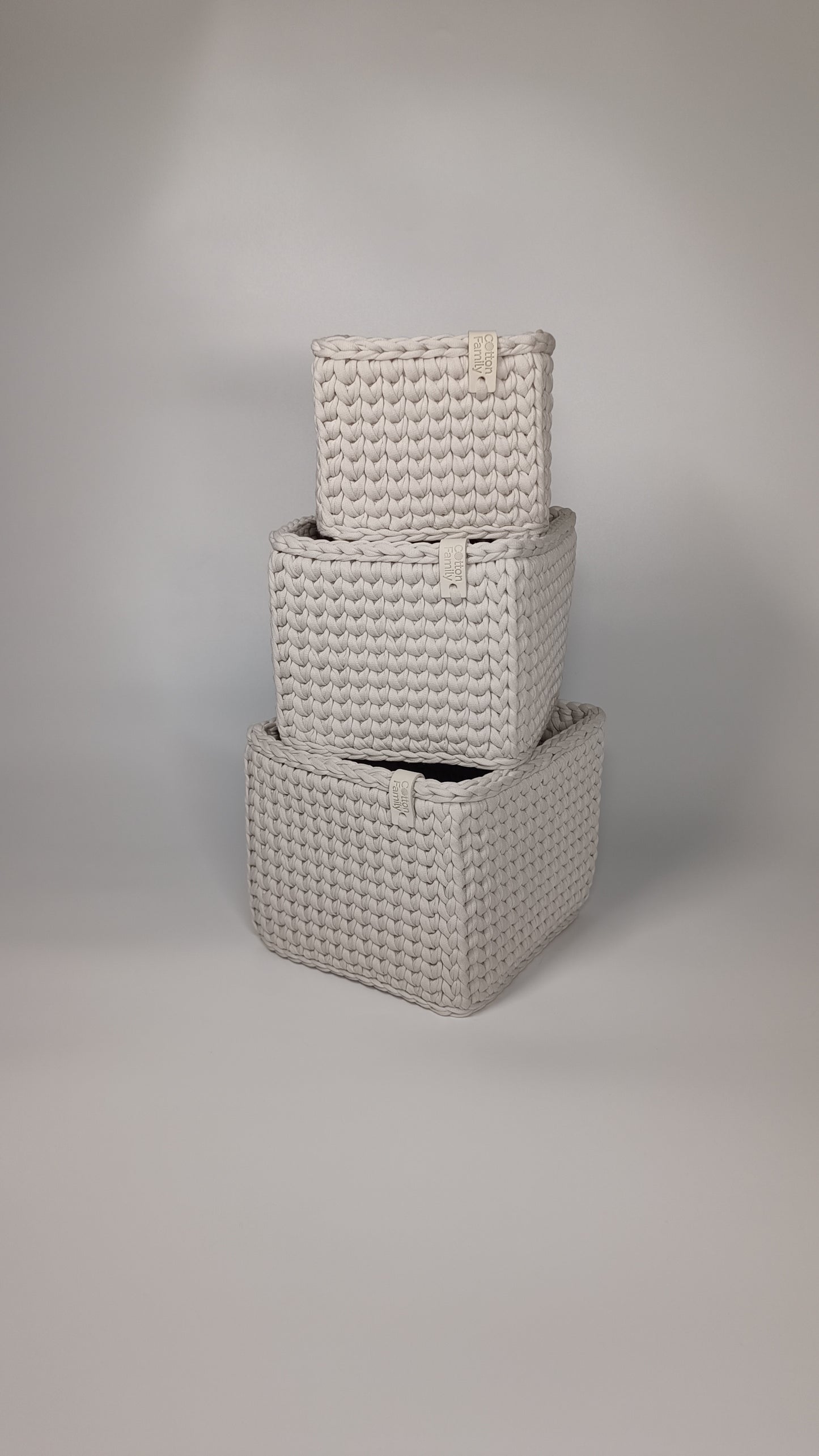 CUBE Set — Stone | Handmade Crochet Storage Baskets (Set of 3)