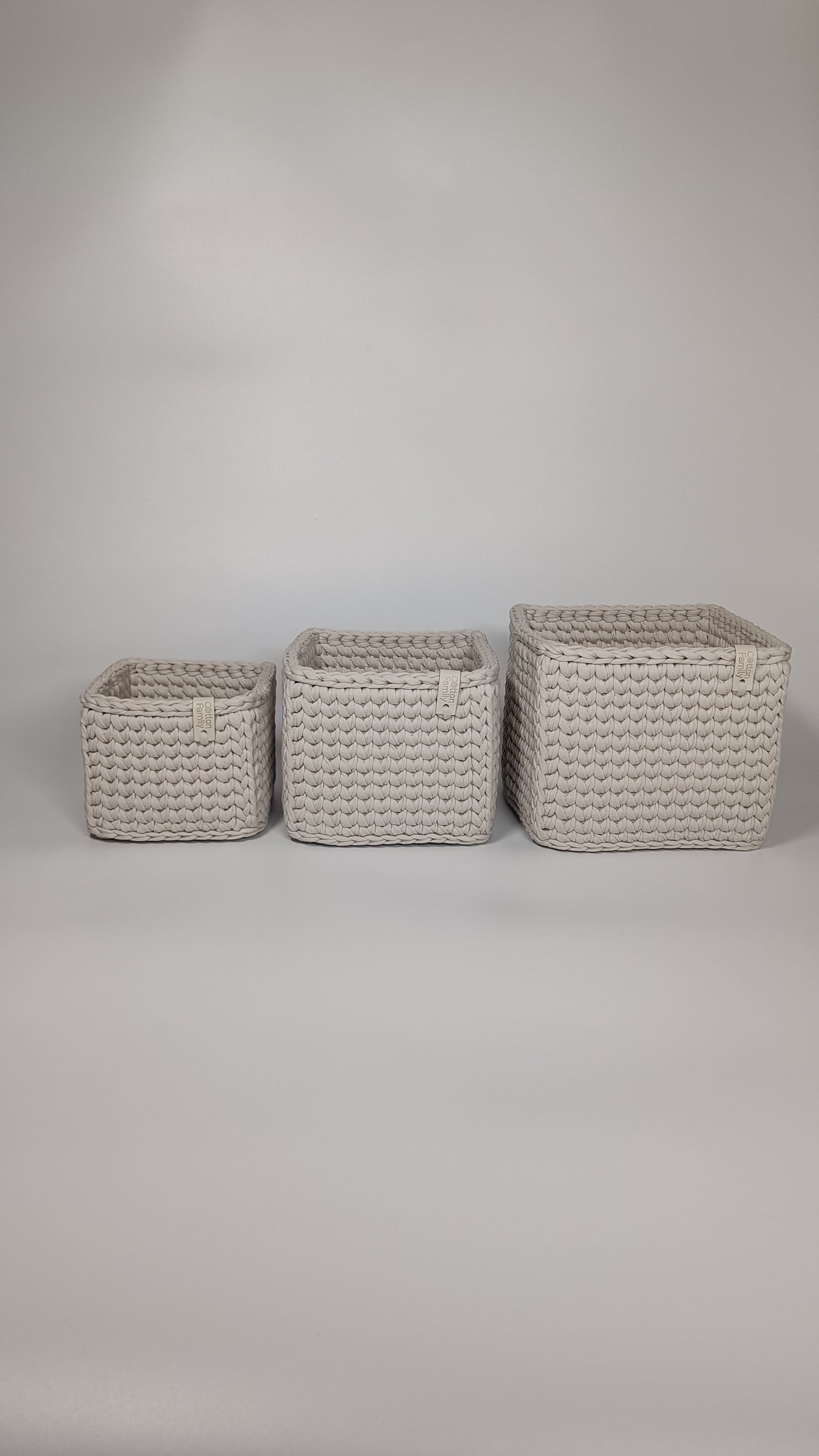 CUBE Set — Stone | Handmade Crochet Storage Baskets (Set of 3)