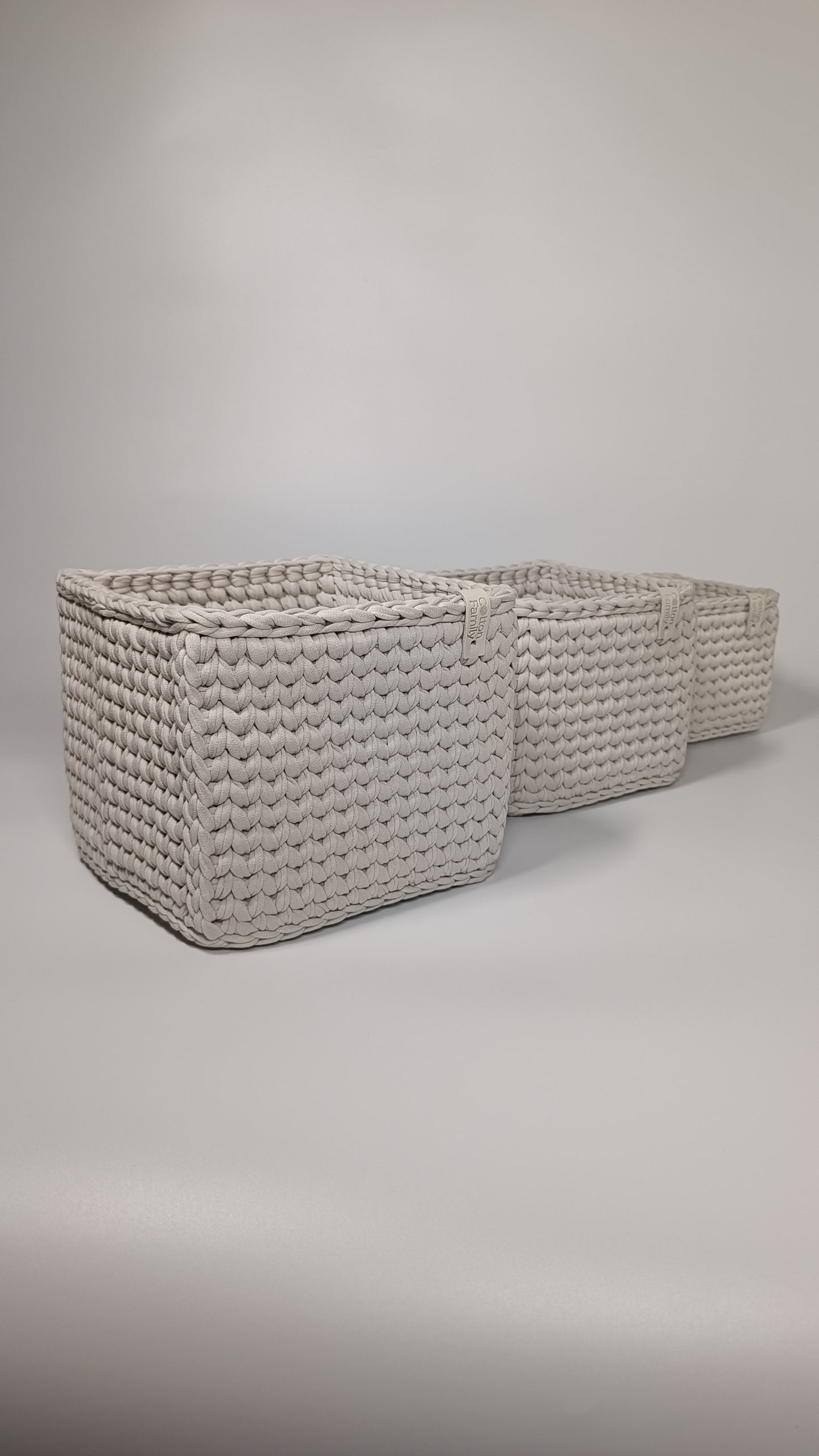 CUBE Set — Stone | Handmade Crochet Storage Baskets (Set of 3)