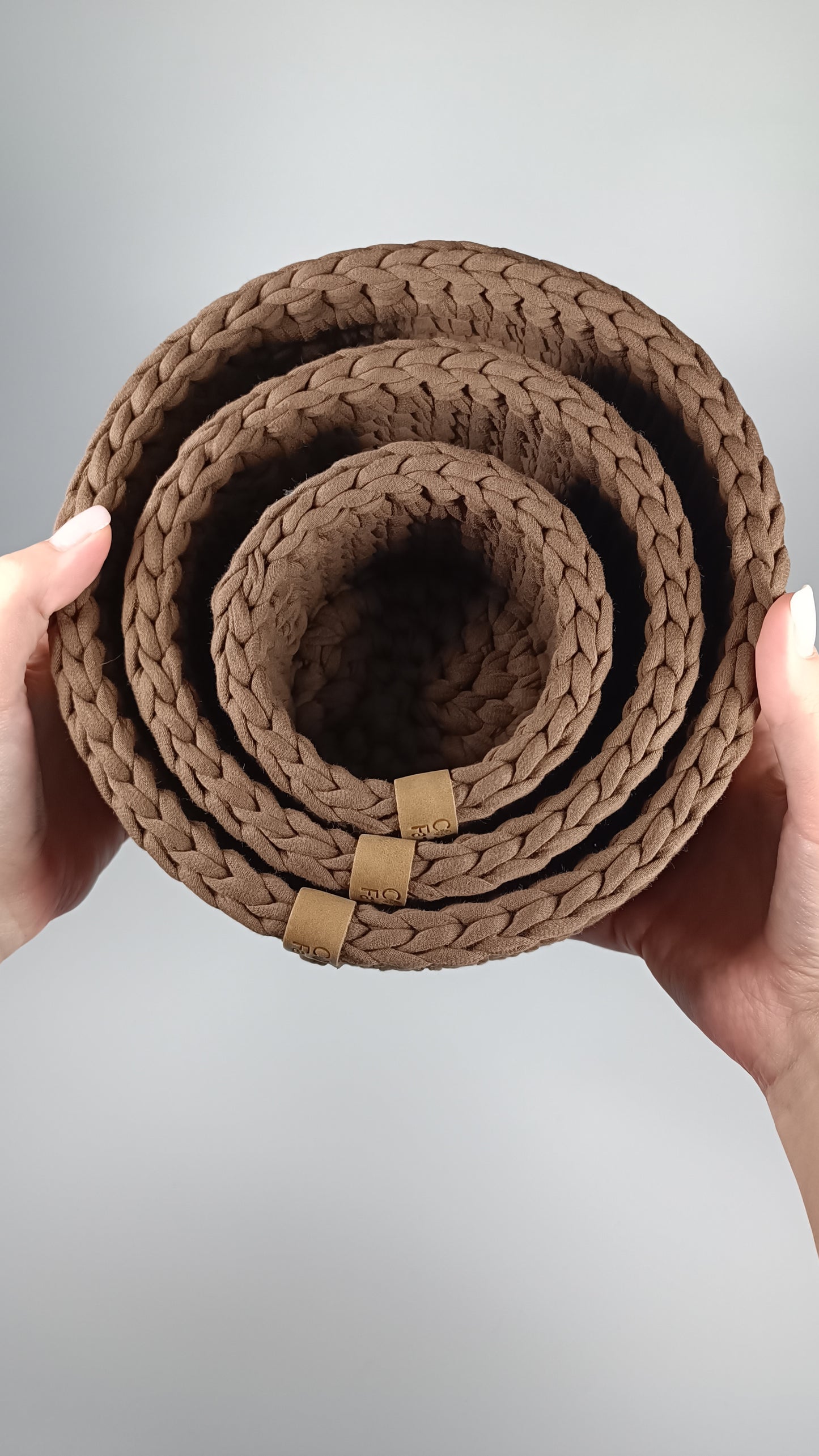 CLASSIC Set — Arabica | Handmade Round Crochet Storage Baskets (Set of 3)