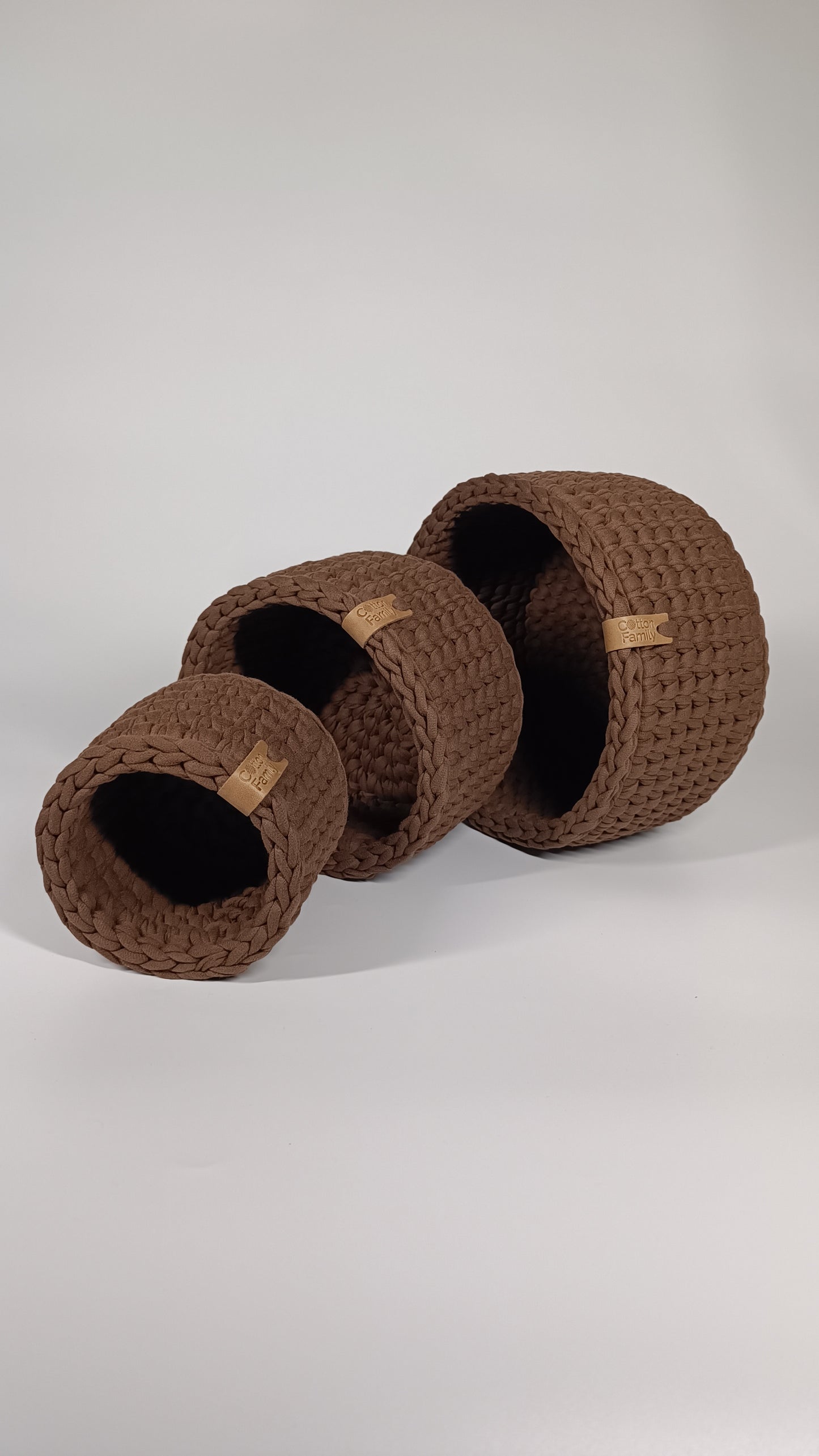 CLASSIC Set — Arabica | Handmade Round Crochet Storage Baskets (Set of 3)