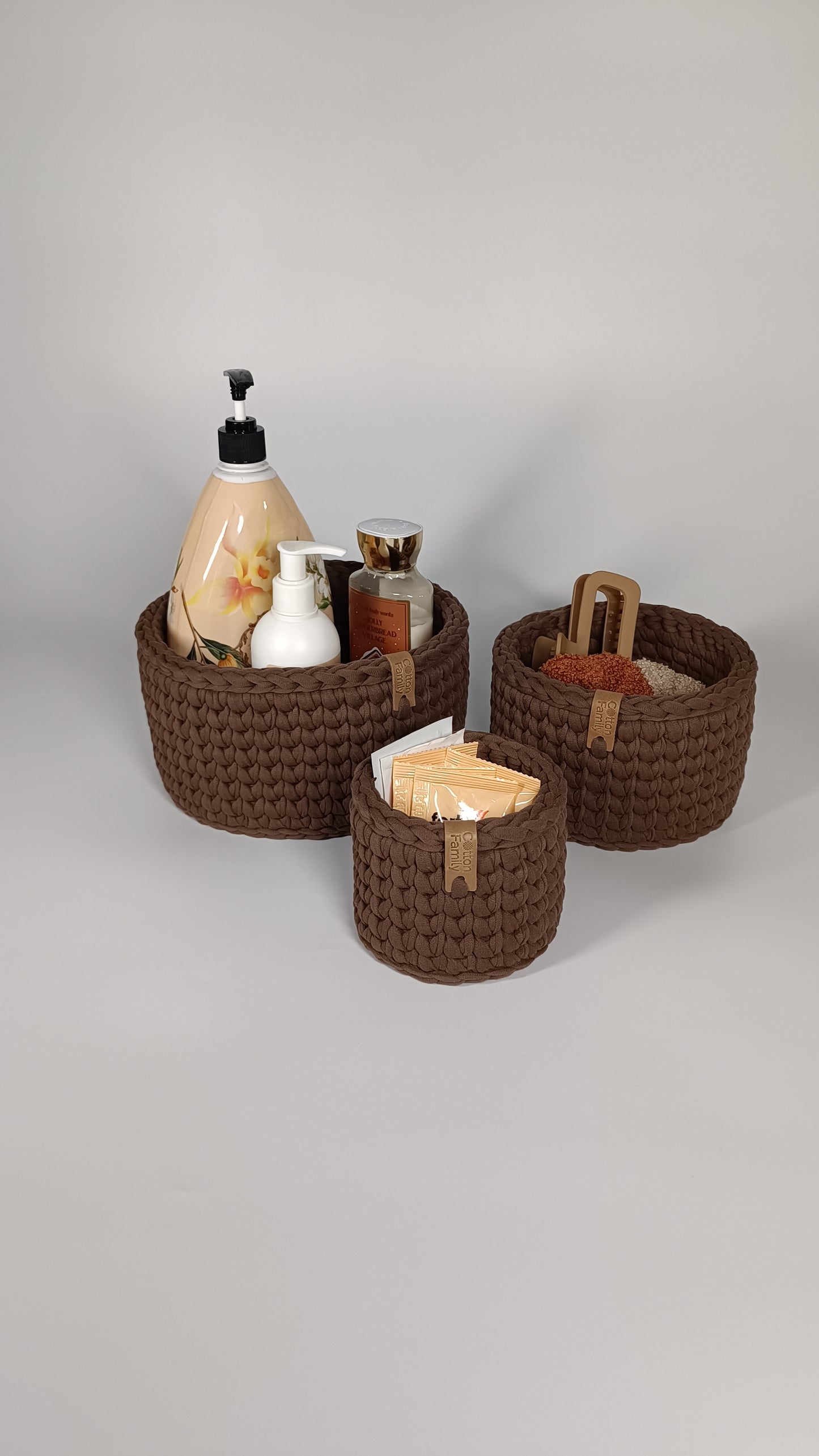 CLASSIC Set — Arabica | Handmade Round Crochet Storage Baskets (Set of 3)
