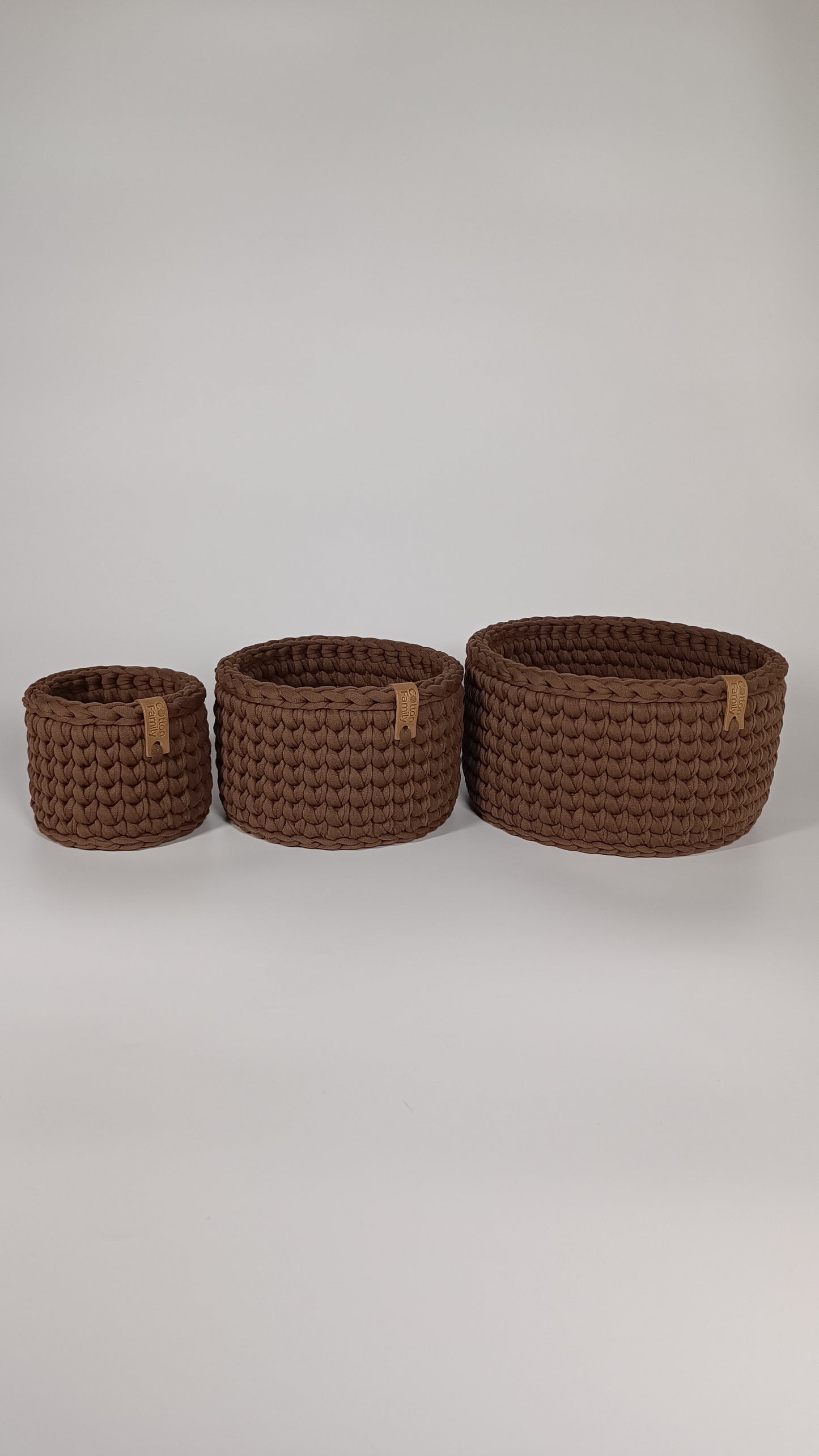 CLASSIC Set — Arabica | Handmade Round Crochet Storage Baskets (Set of 3)