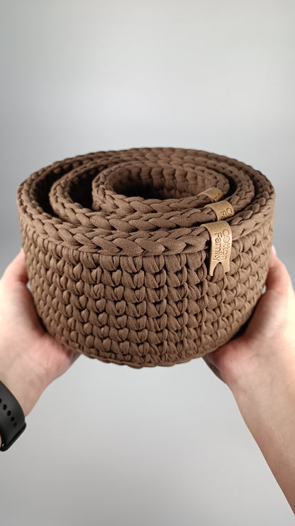 CLASSIC Set — Arabica | Handmade Round Crochet Storage Baskets (Set of 3)