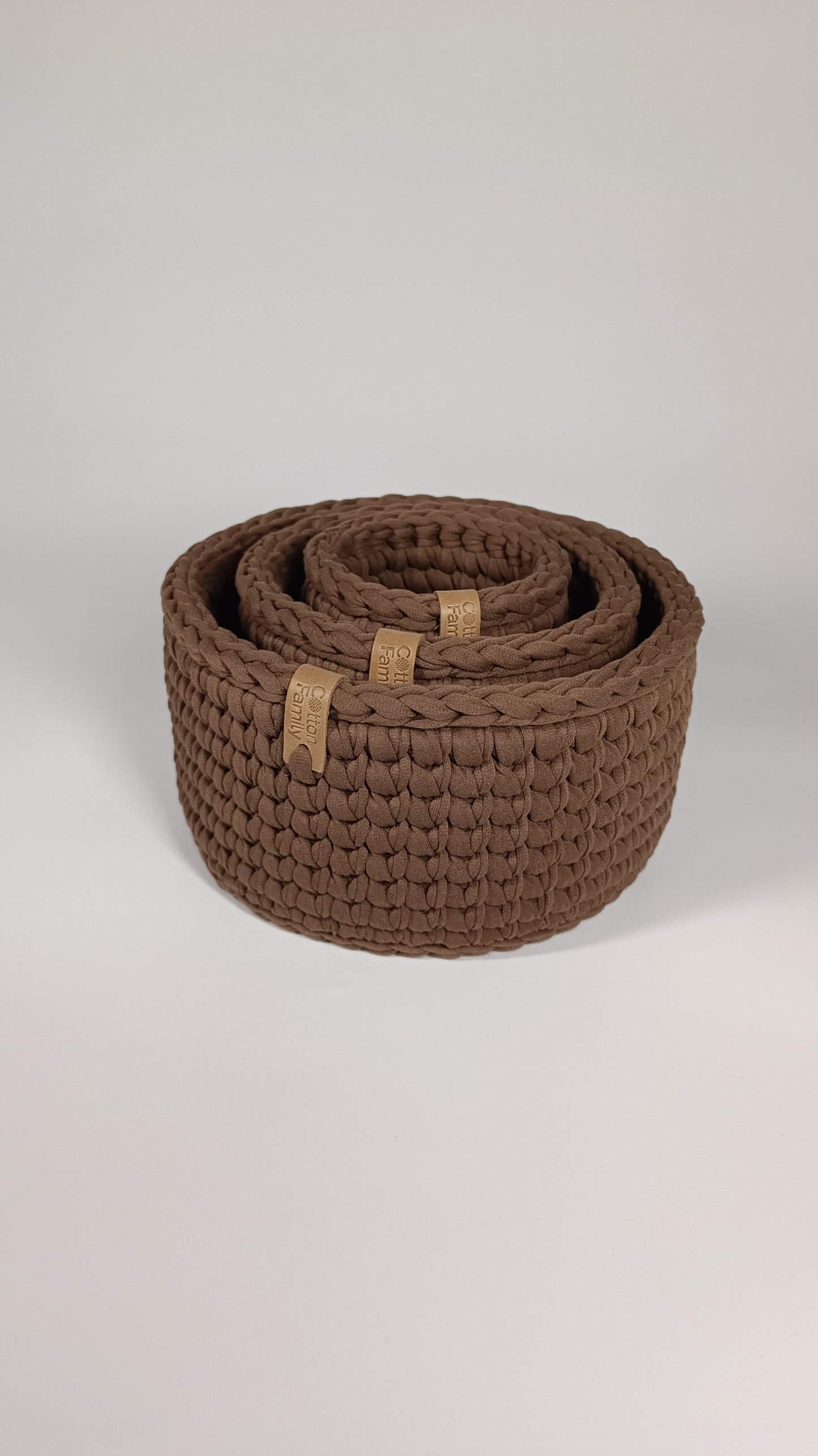 CLASSIC Set — Arabica | Handmade Round Crochet Storage Baskets (Set of 3)