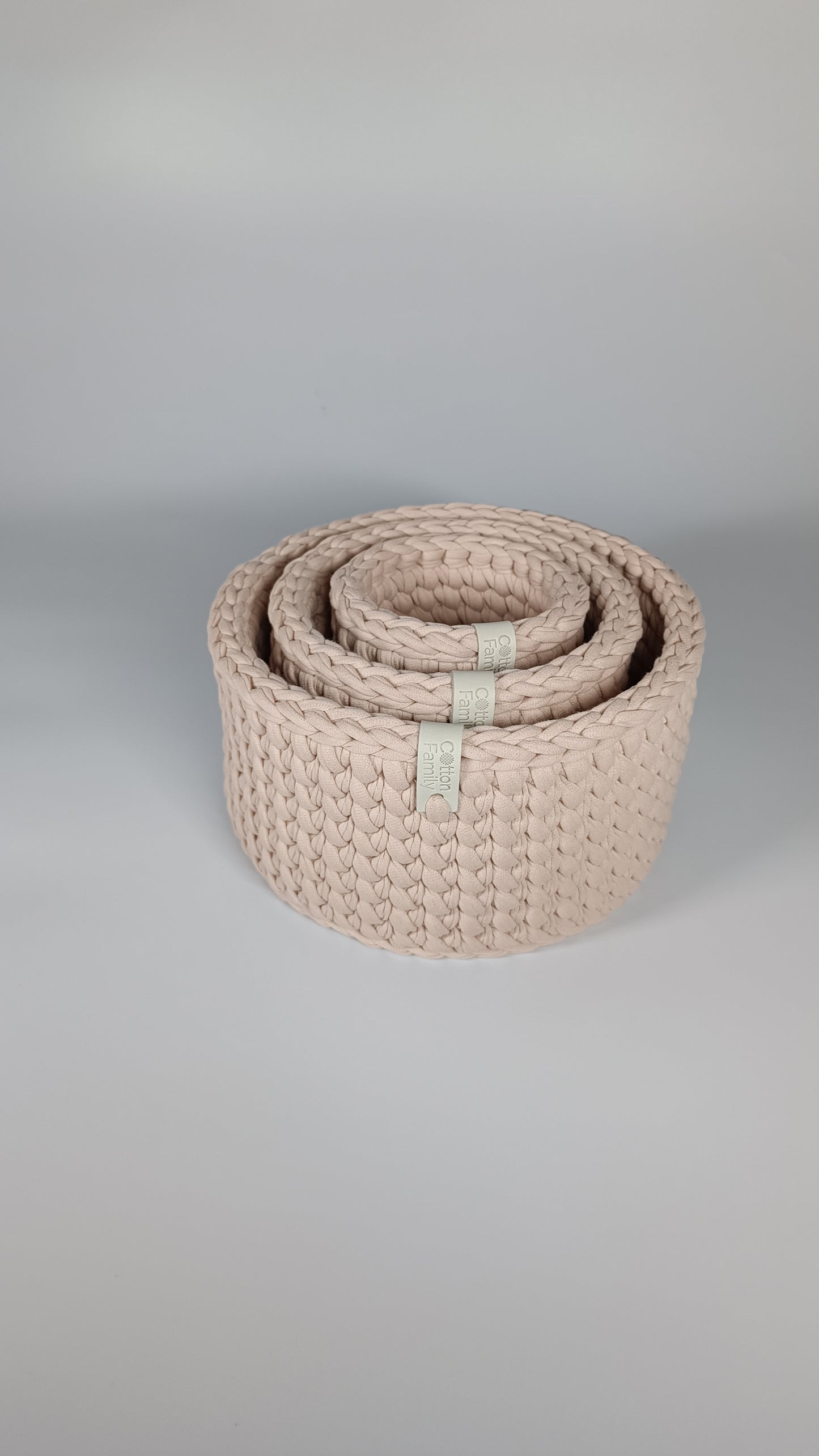 CLASSIC Set — Powder | Handmade Round Crochet Storage Baskets (Set of 3)