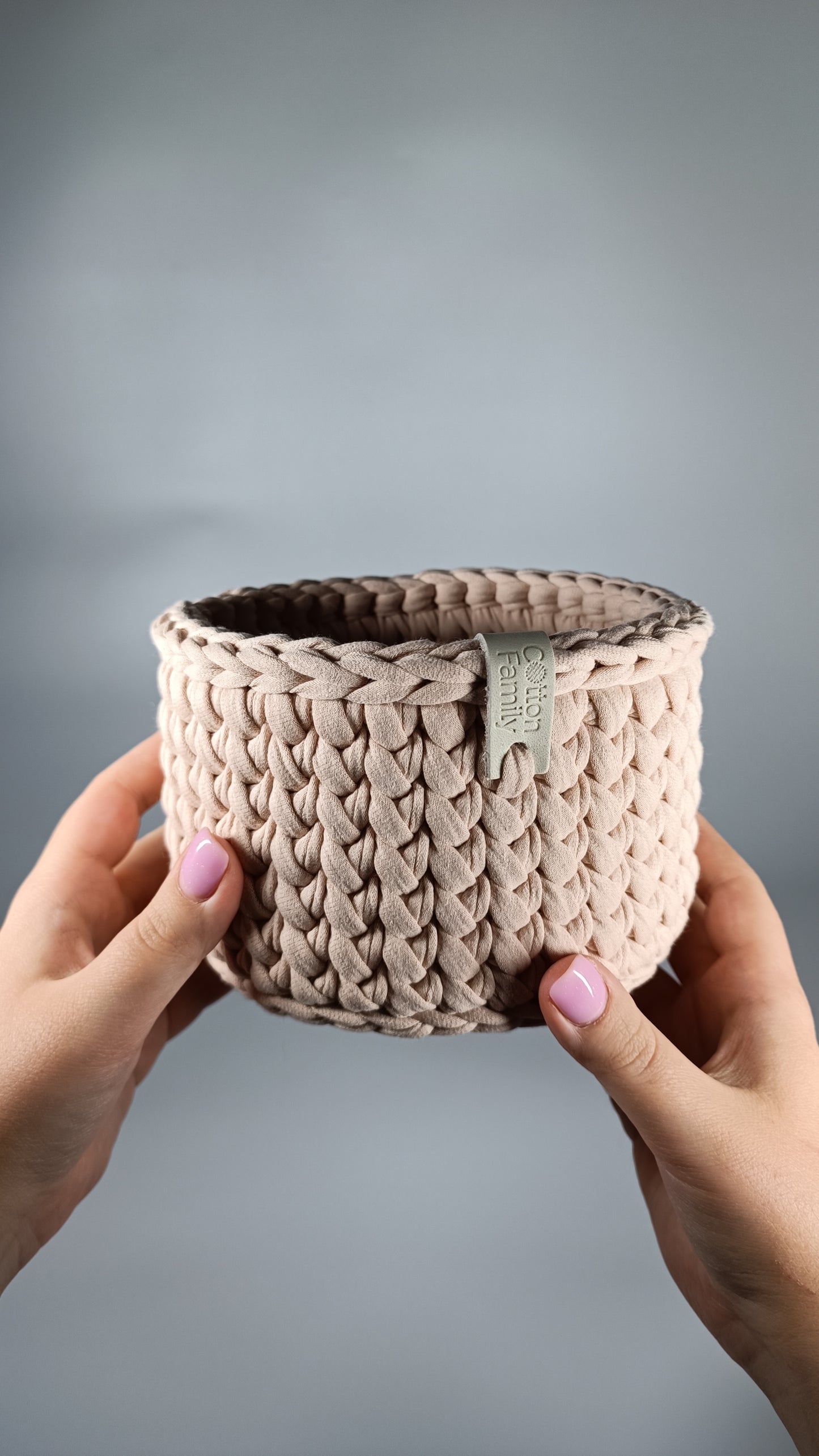 CLASSIC Set — Powder | Handmade Round Crochet Storage Baskets (Set of 3)