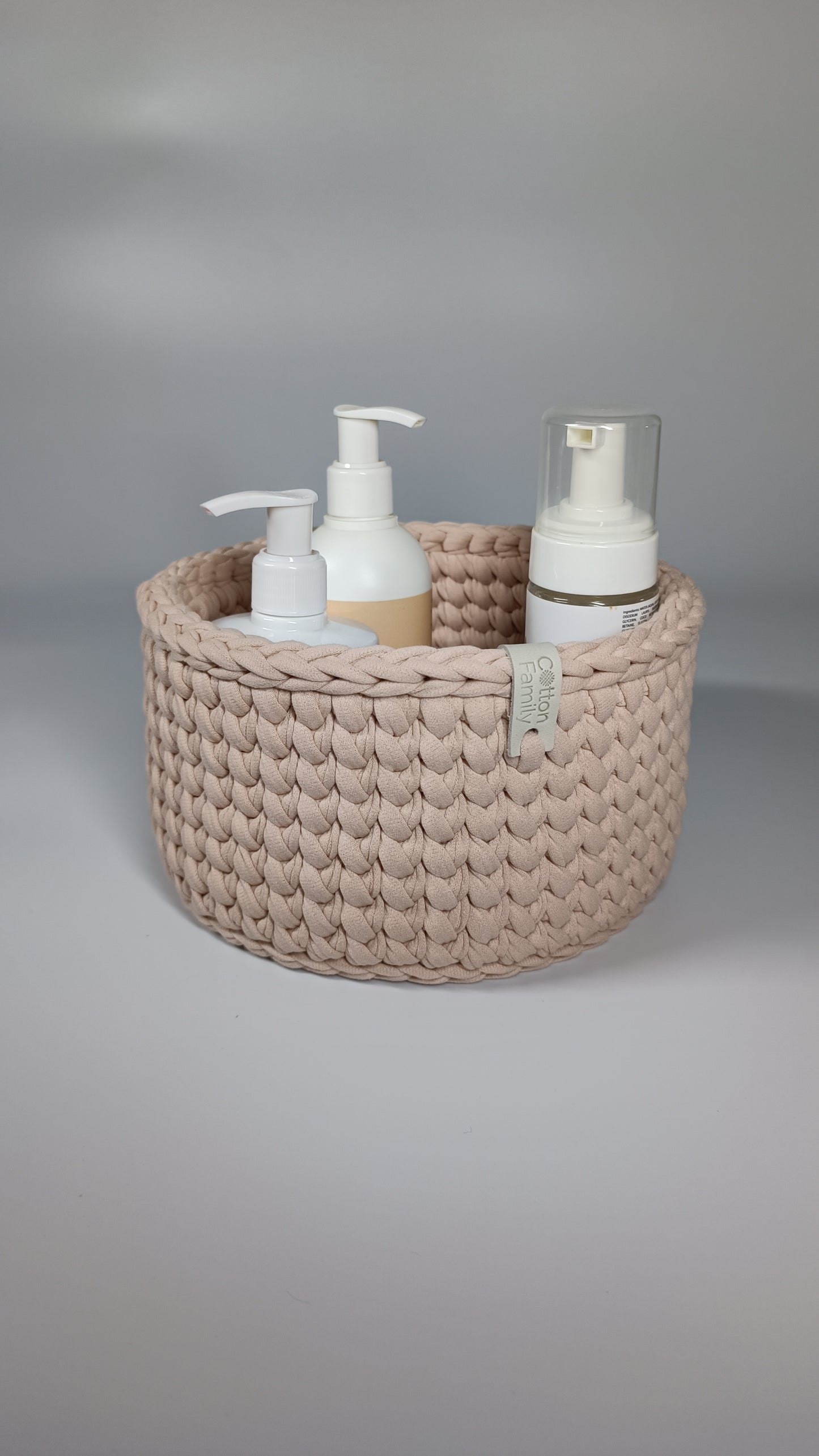 CLASSIC Set — Powder | Handmade Round Crochet Storage Baskets (Set of 3)