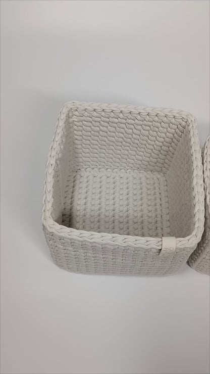 CUBE Set — Stone | Handmade Crochet Storage Baskets (Set of 3)