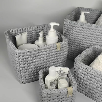 CUBE Wood Basket — Stone