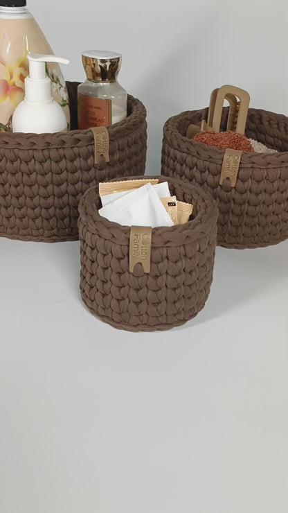 CLASSIC Set — Arabica | Handmade Round Crochet Storage Baskets (Set of 3)