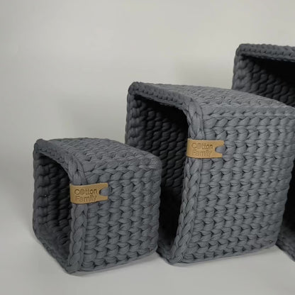 CUBE Wood Basket — Slate