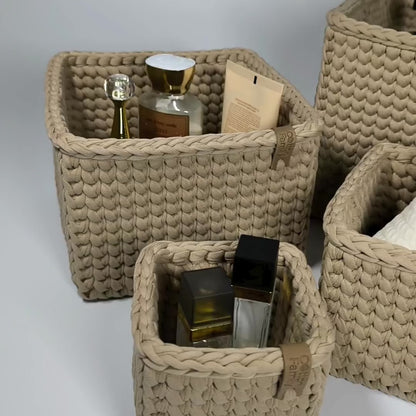 CUBE Wood Basket — Warm Sand