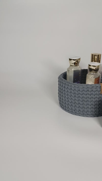 CLASSIC Set — Storm | Handmade Round Crochet Storage Baskets (Set of 3)