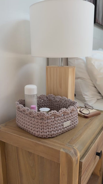 Petal Basket — French Gray | Minimalist Crochet Storage by Cotton Family Design