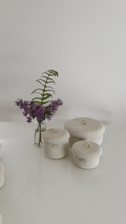 "RING" Set of 3 Round Organizer Lidded Baskets