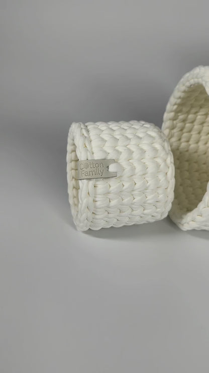 CLASSIC Set — Milk | Handmade Round Crochet Storage Baskets (Set of 3)