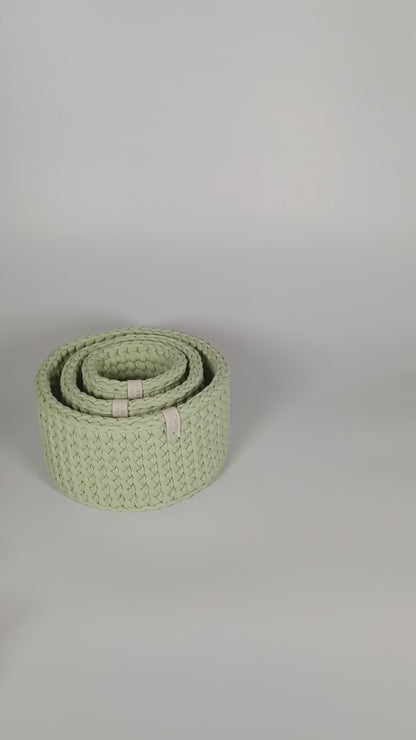 CLASSIC Set — Matcha | Handmade Round Crochet Storage Baskets (Set of 3)