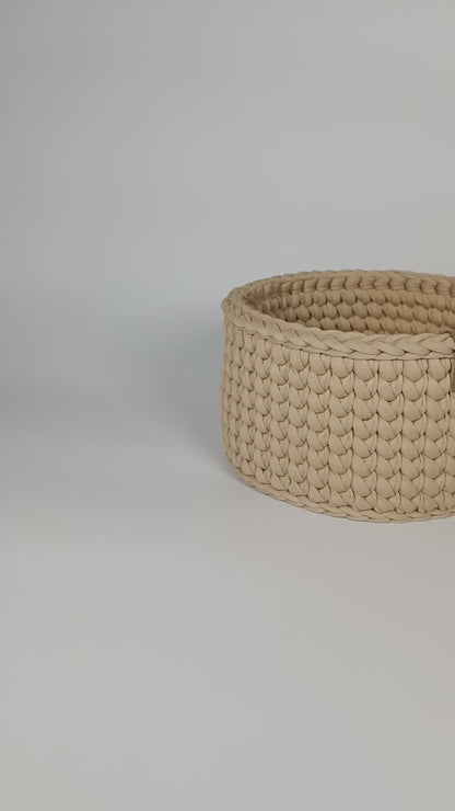CLASSIC Set — Warm Sand | Handmade Round Crochet Storage Baskets (Set of 3)