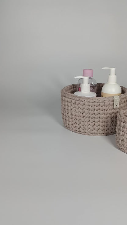 CLASSIC Set — French Gray | Handmade Round Crochet Storage Baskets (Set of 3)