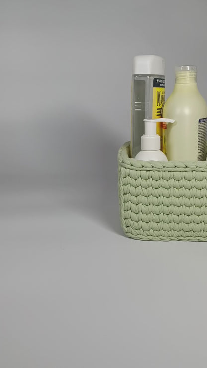 RECTO Basket — Matcha | Handmade Crochet Organizer with Knitted Bottom